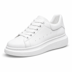 Men's all-white platform sneaker, diagonal view