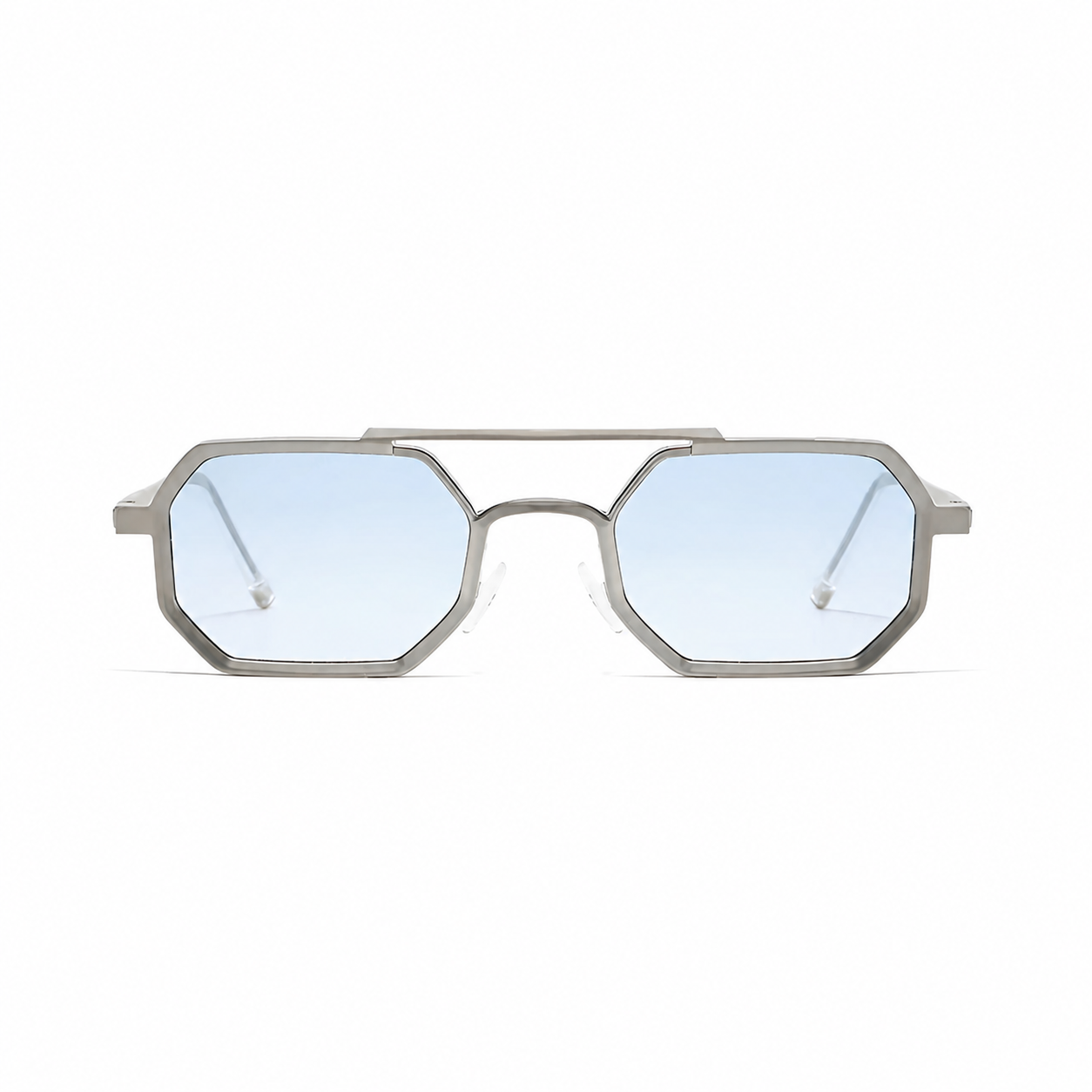 MONTREAL silver frame light blue lens front view on pure white