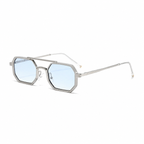 MONTREAL silver frame light blue lens angled view on pure white