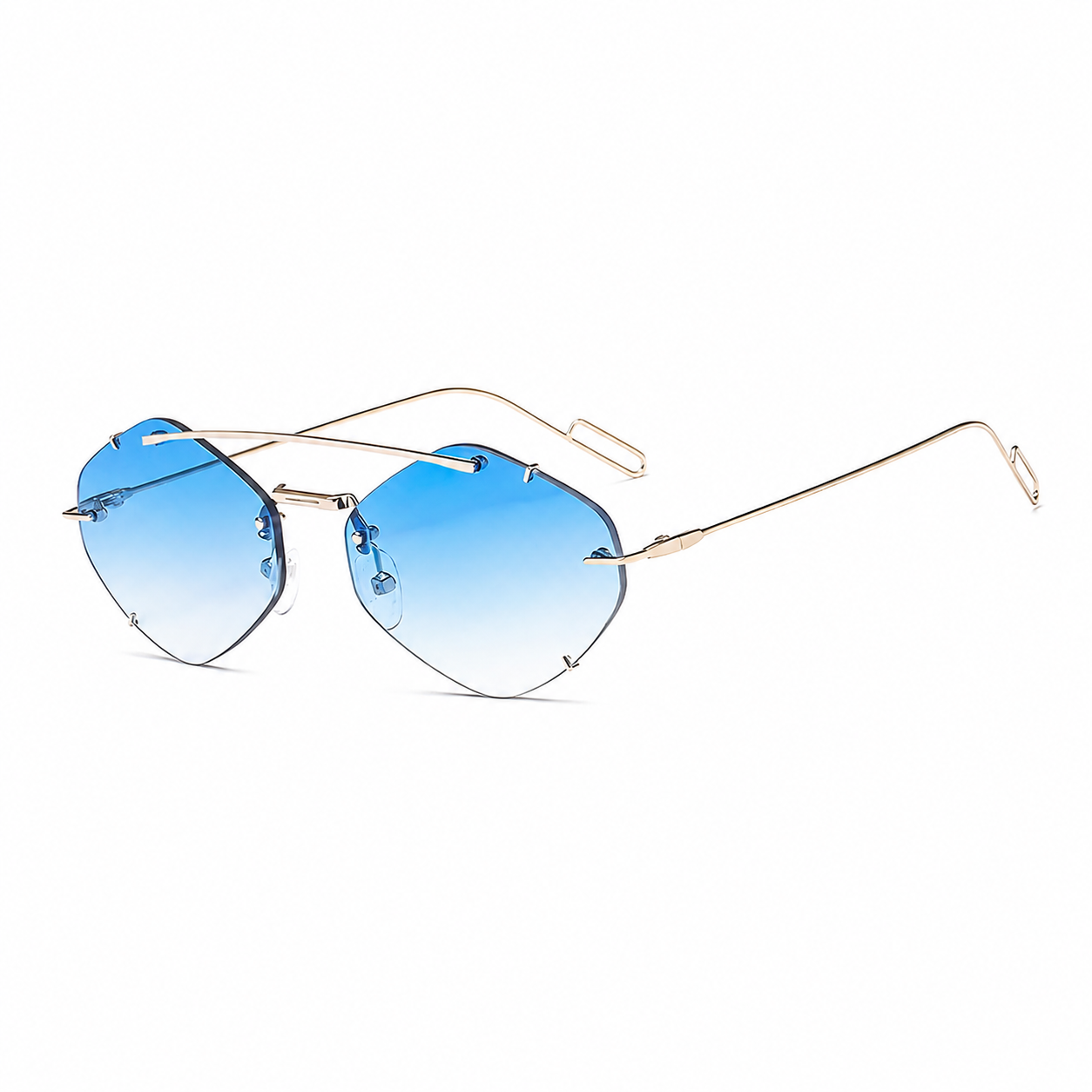 Legacy TANGIER gold frame azure lens angled view on pure white