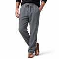Grey cotton-linen drawstring trousers
