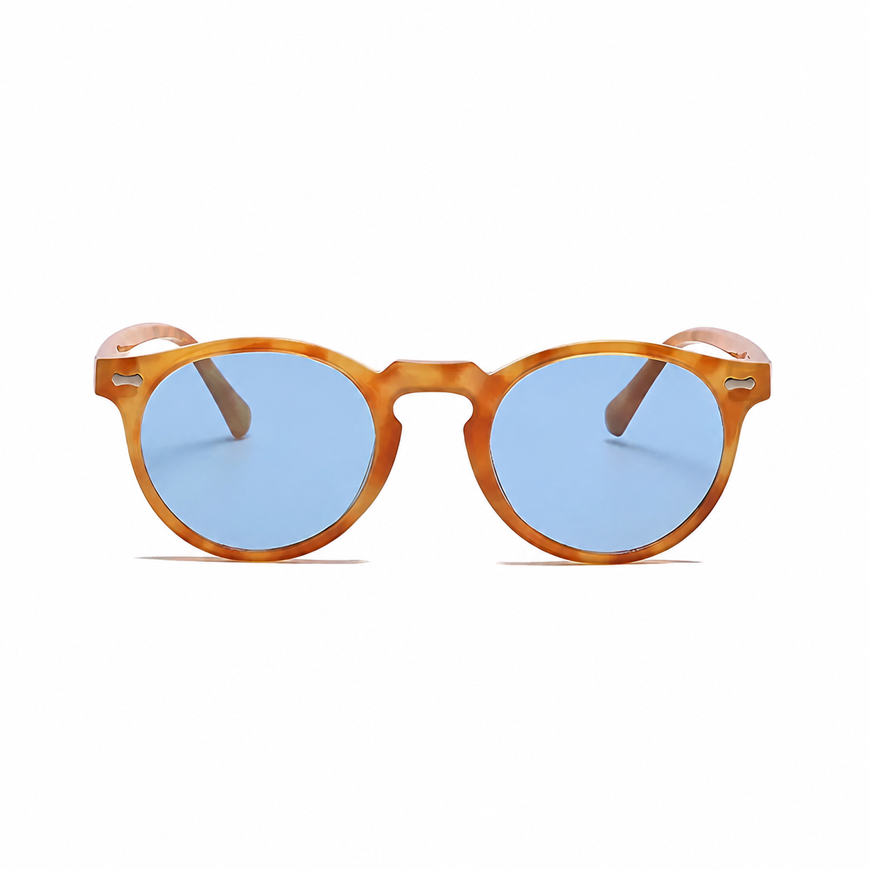 VANCOUVER amber frame light blue lens sunglasses front view
