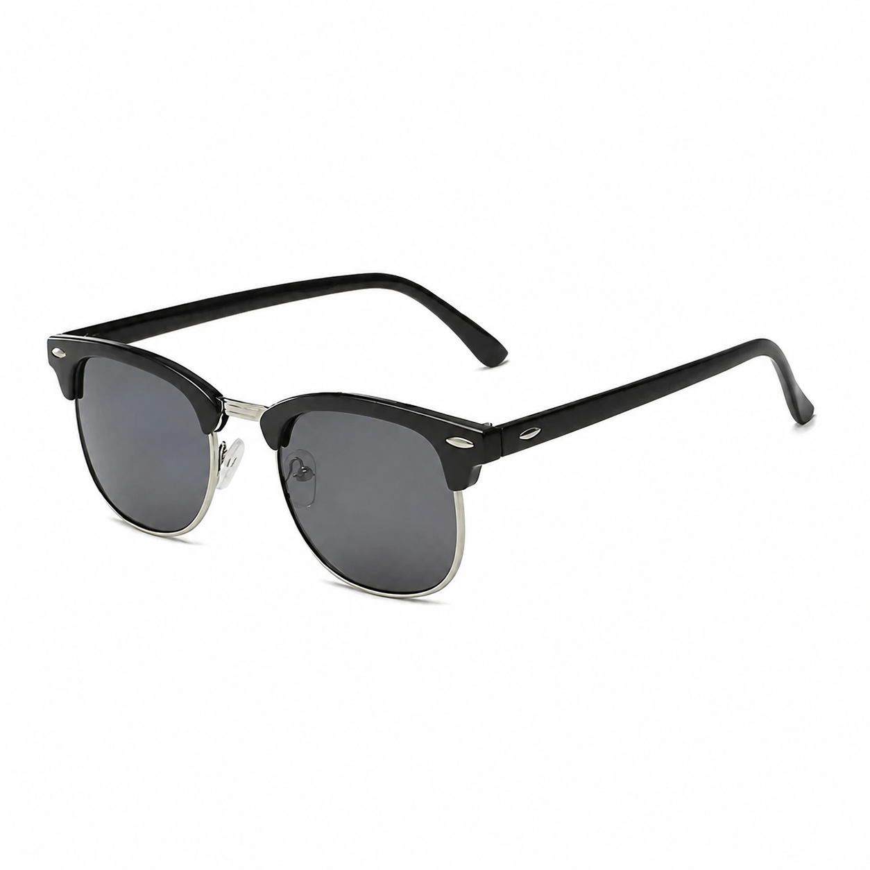 Legacy VIENNA black frame grey polarized lens angled view on pure white