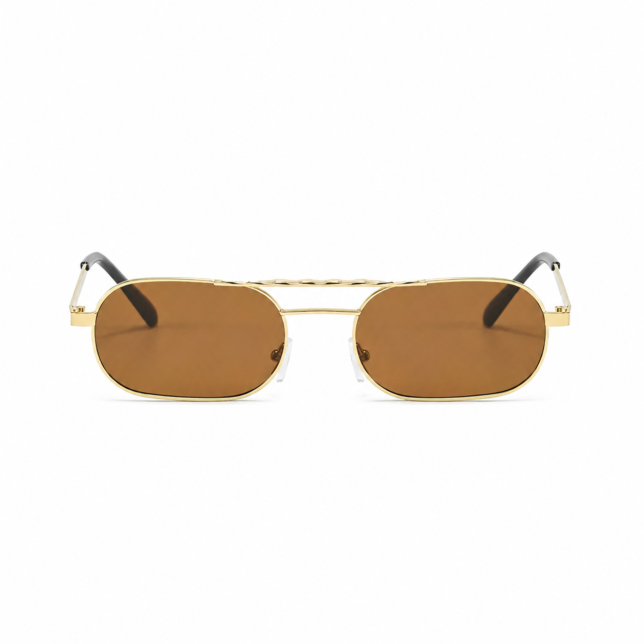 ZURICH gold frame brown lens sunglasses front view