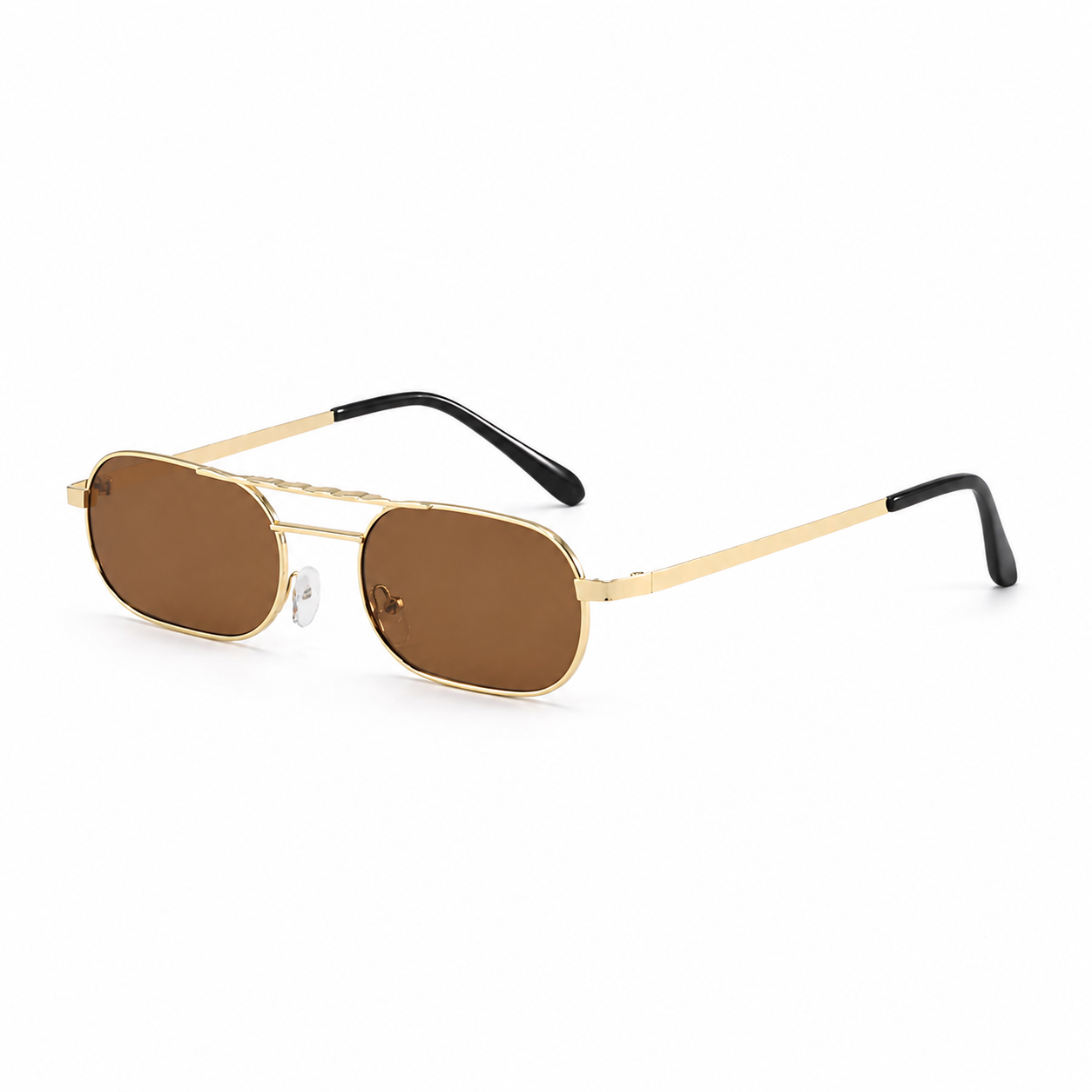 ZURICH gold frame brown lens sunglasses angle view