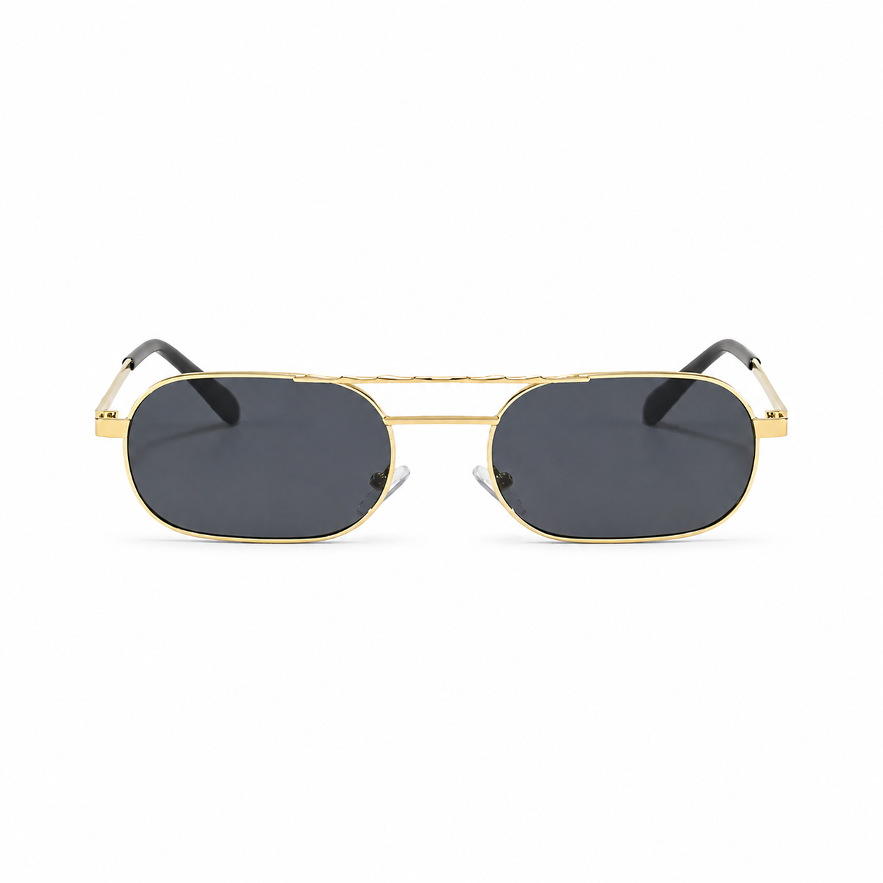 ZURICH gold frame black lens sunglasses front view
