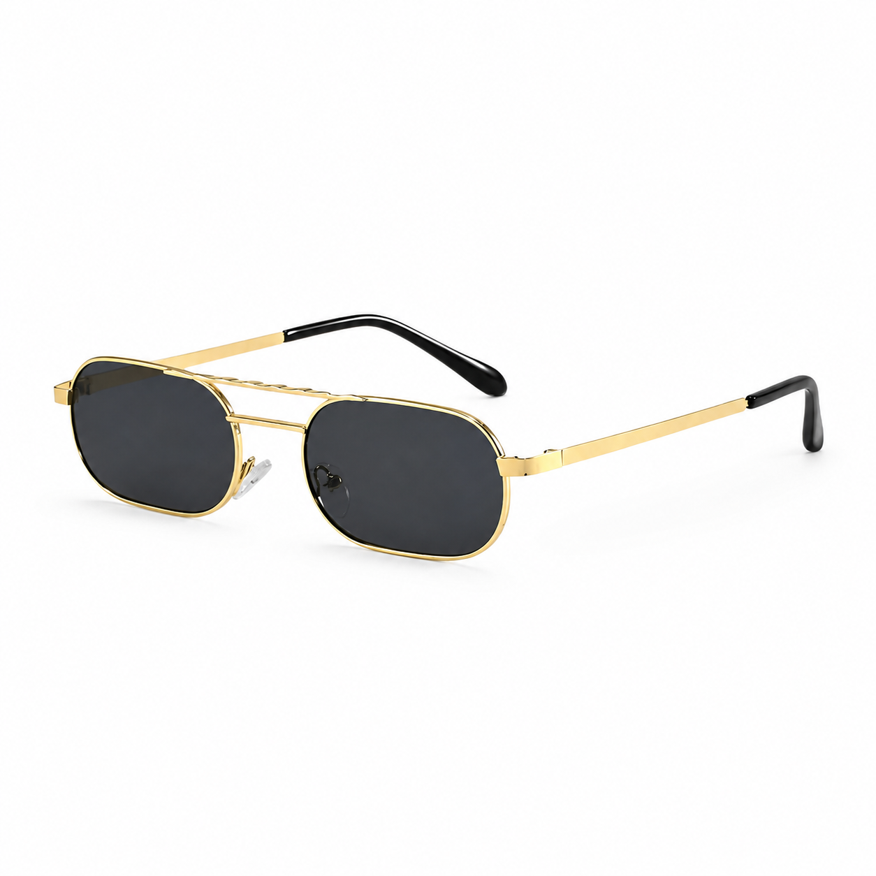 ZURICH gold frame black lens sunglasses angle view