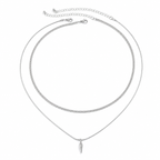 Men's layered silver necklace set with lobster clasps and extension chains