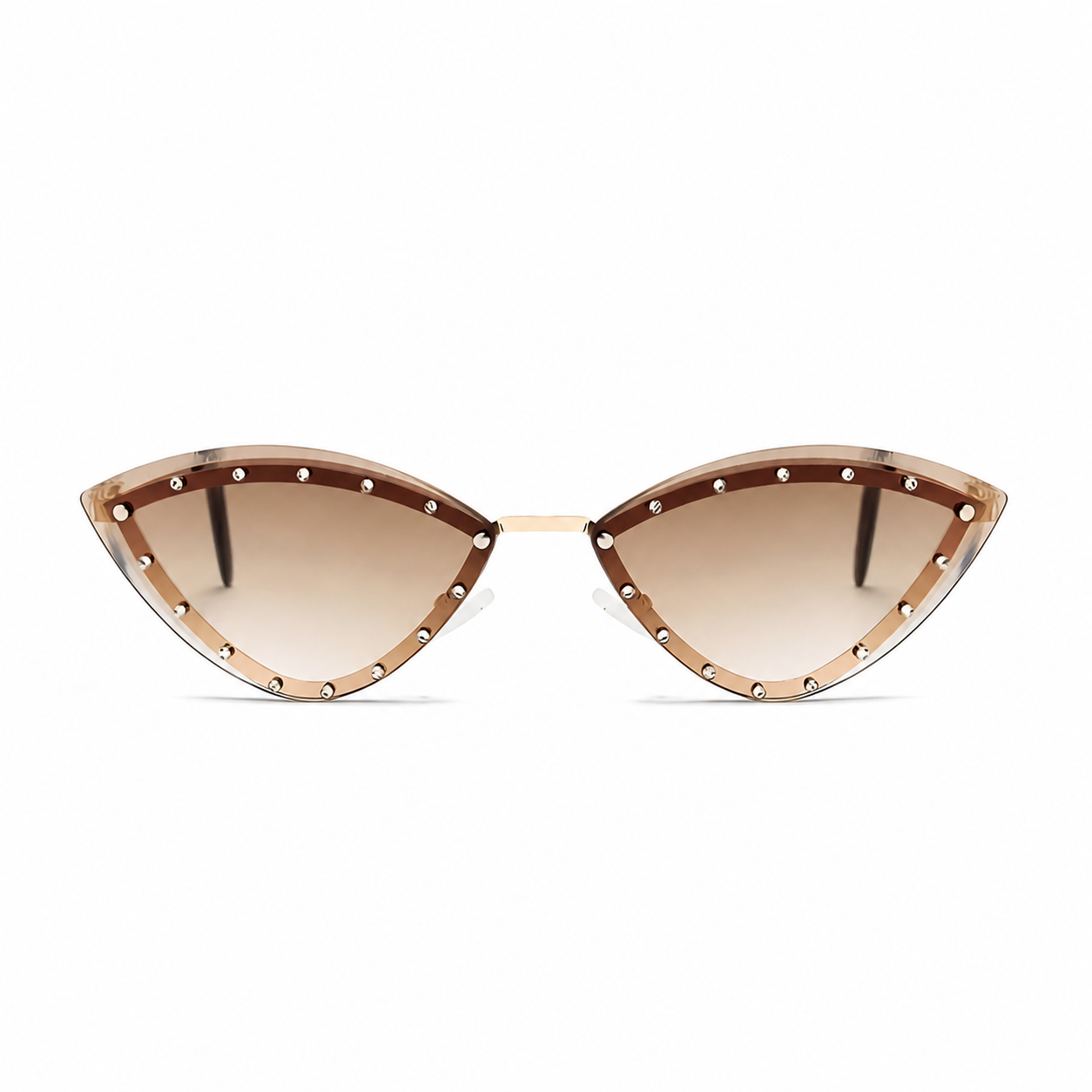 MILANO champagne cat-eye polarized sunglasses front view on pure white