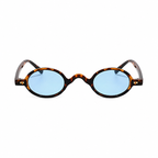 NAPLES Havana oval polarized sunglasses light blue lens front on pure white