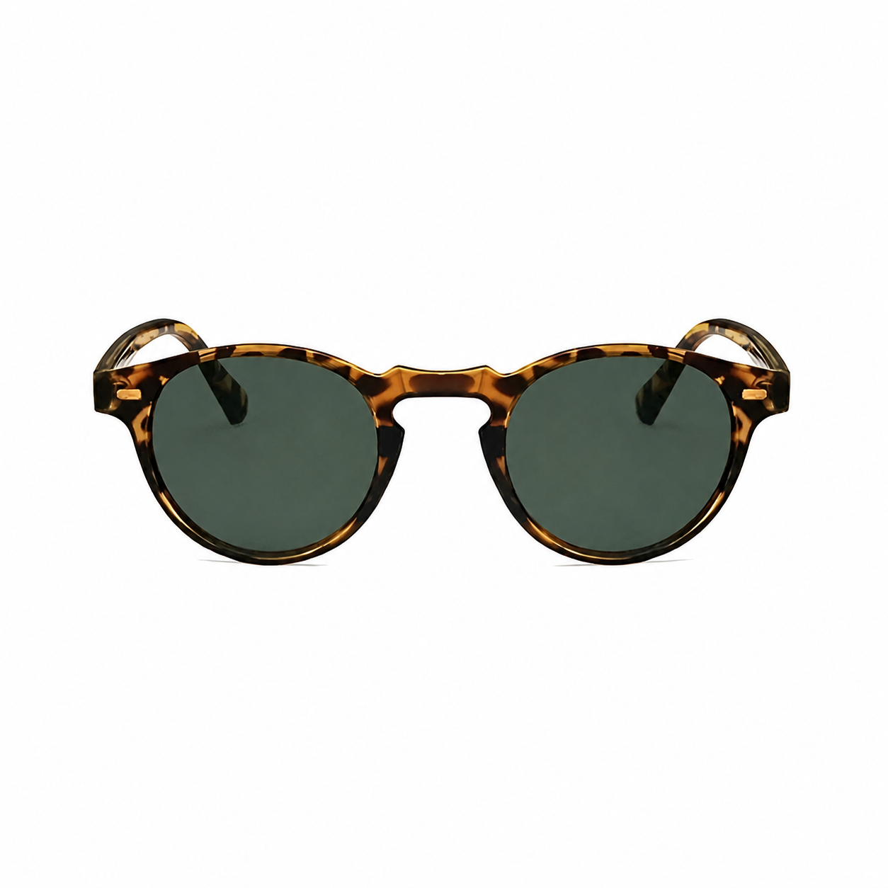 Legacy PORTO Havana frame green lens round sunglasses diagonal view