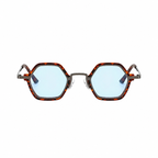 SEOUL polarized hexagonal sunglasses, Havana frame and ice blue lens, front view
