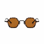 SEOUL polarized hexagonal sunglasses, leopard frame and brown lens, front view