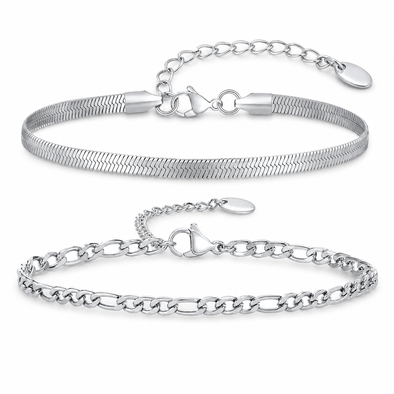 Silver stainless steel bracelet Set 5