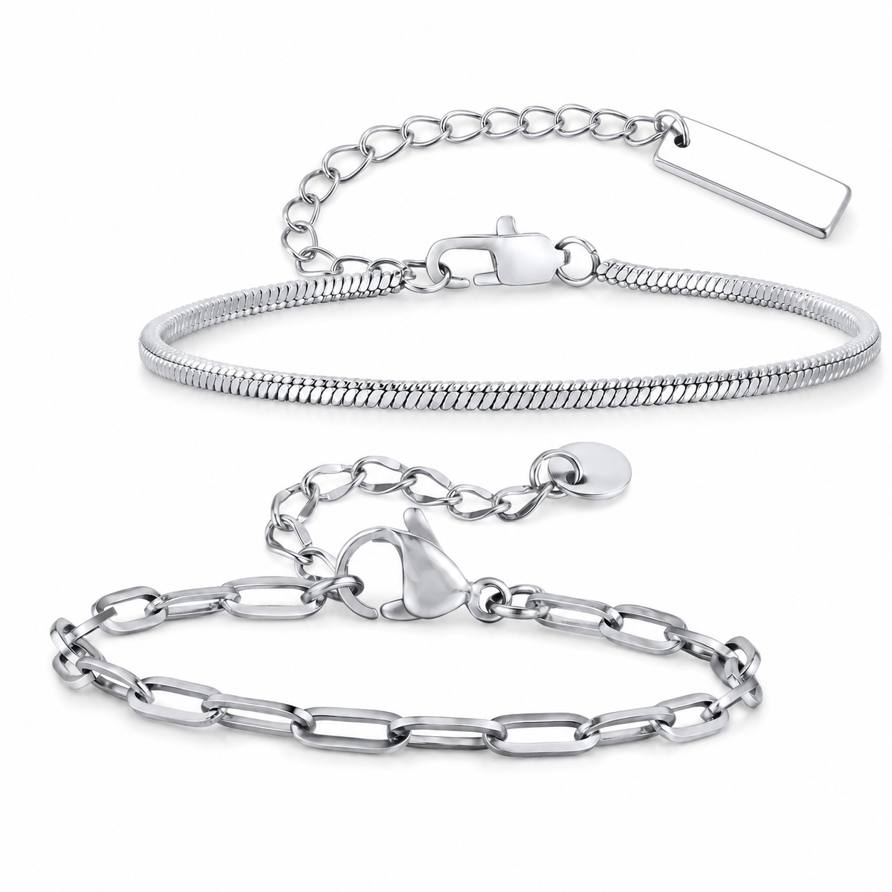 Silver stainless steel bracelet Set 6