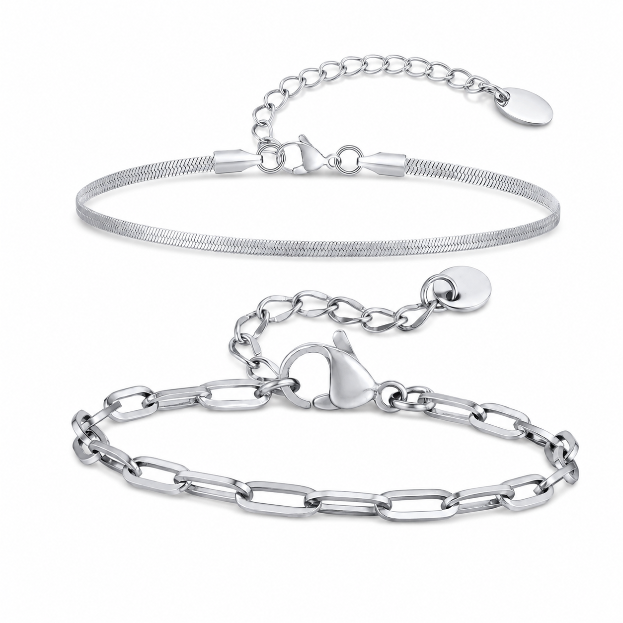 Silver stainless steel bracelet Set 8