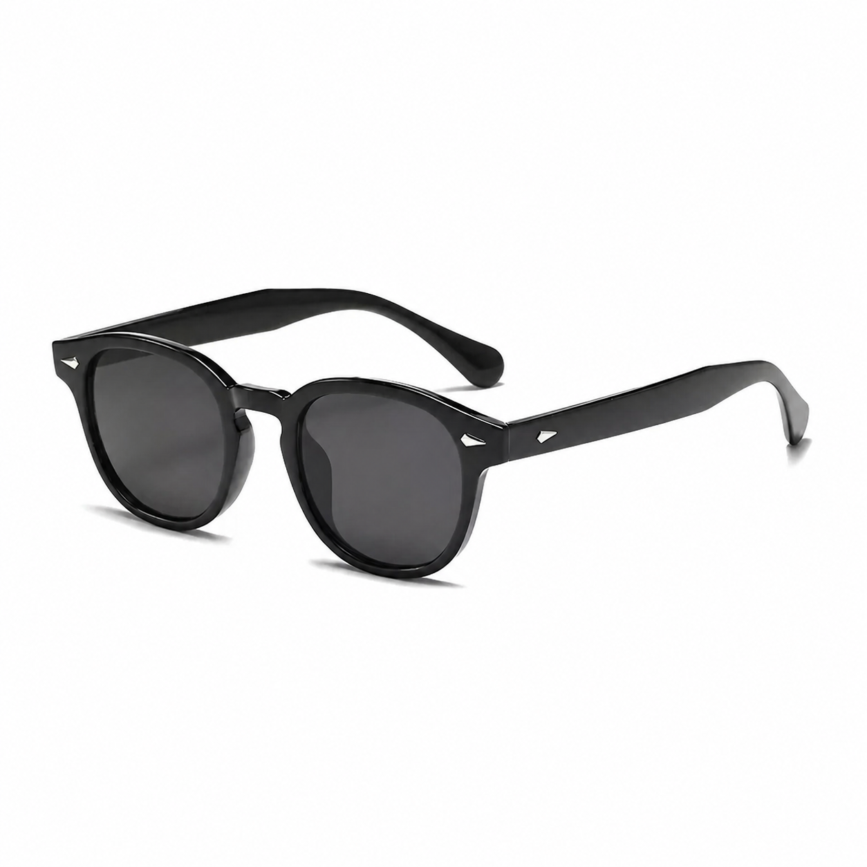 TULUM black frame black lens sunglasses three-quarter view