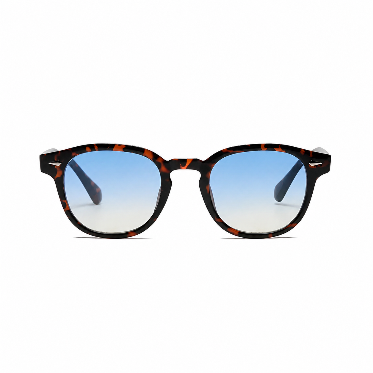 TULUM tortoise frame light blue lens sunglasses front view