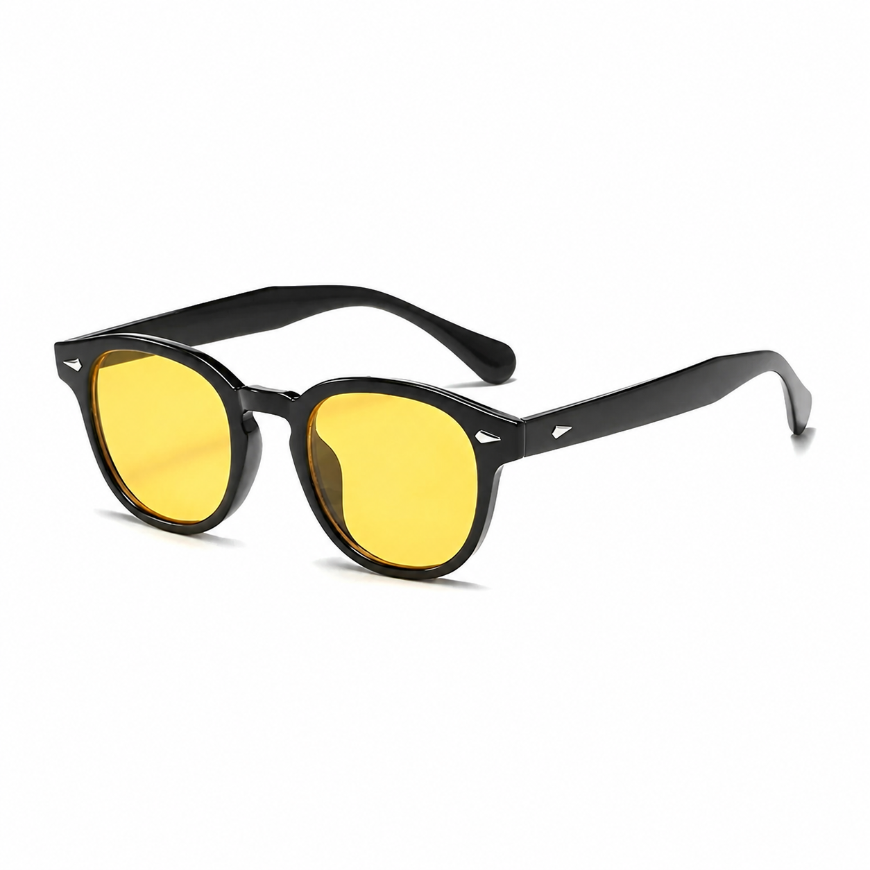 TULUM black frame yellow lens sunglasses three-quarter view