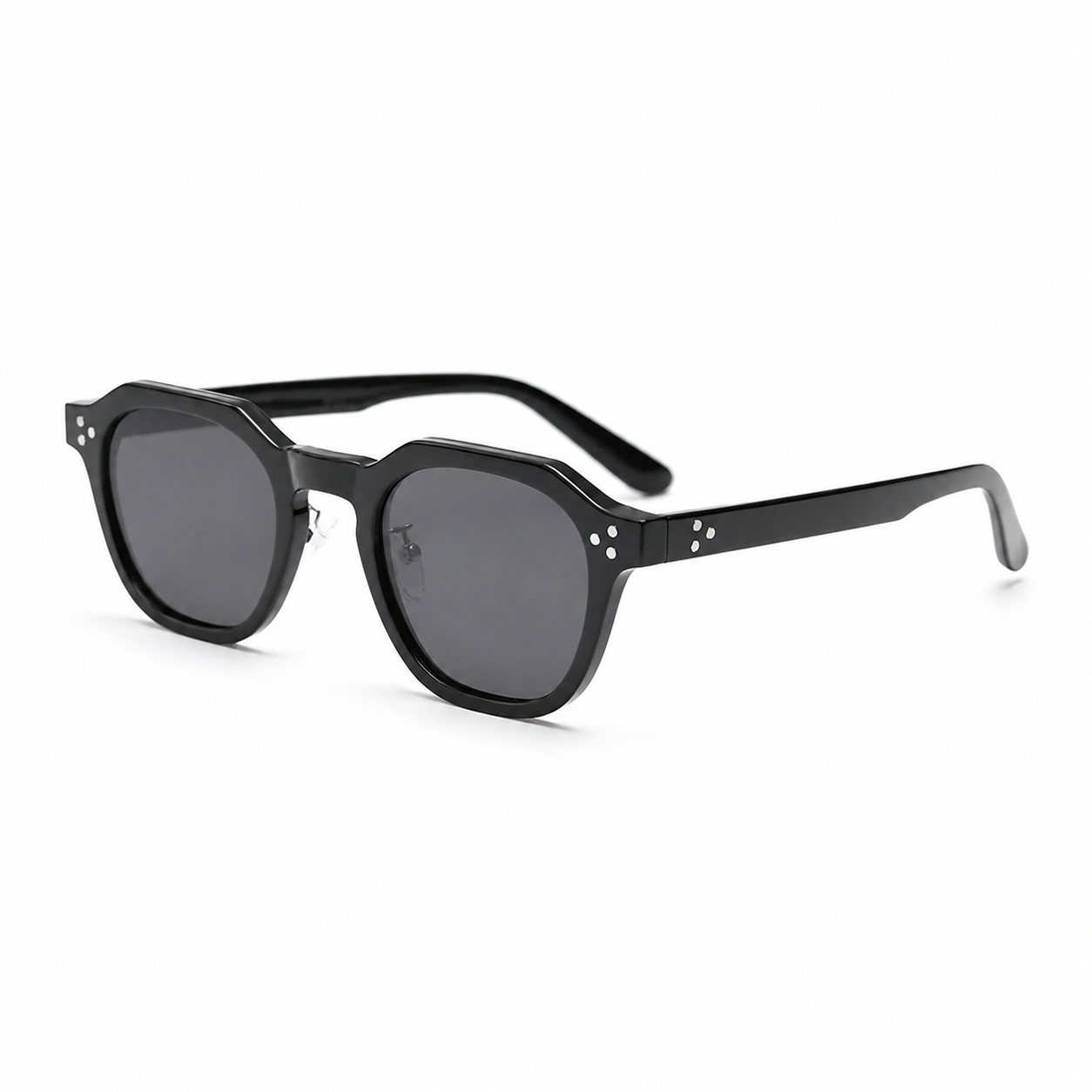 VALENCIA black frame black lens sunglasses diagonal view