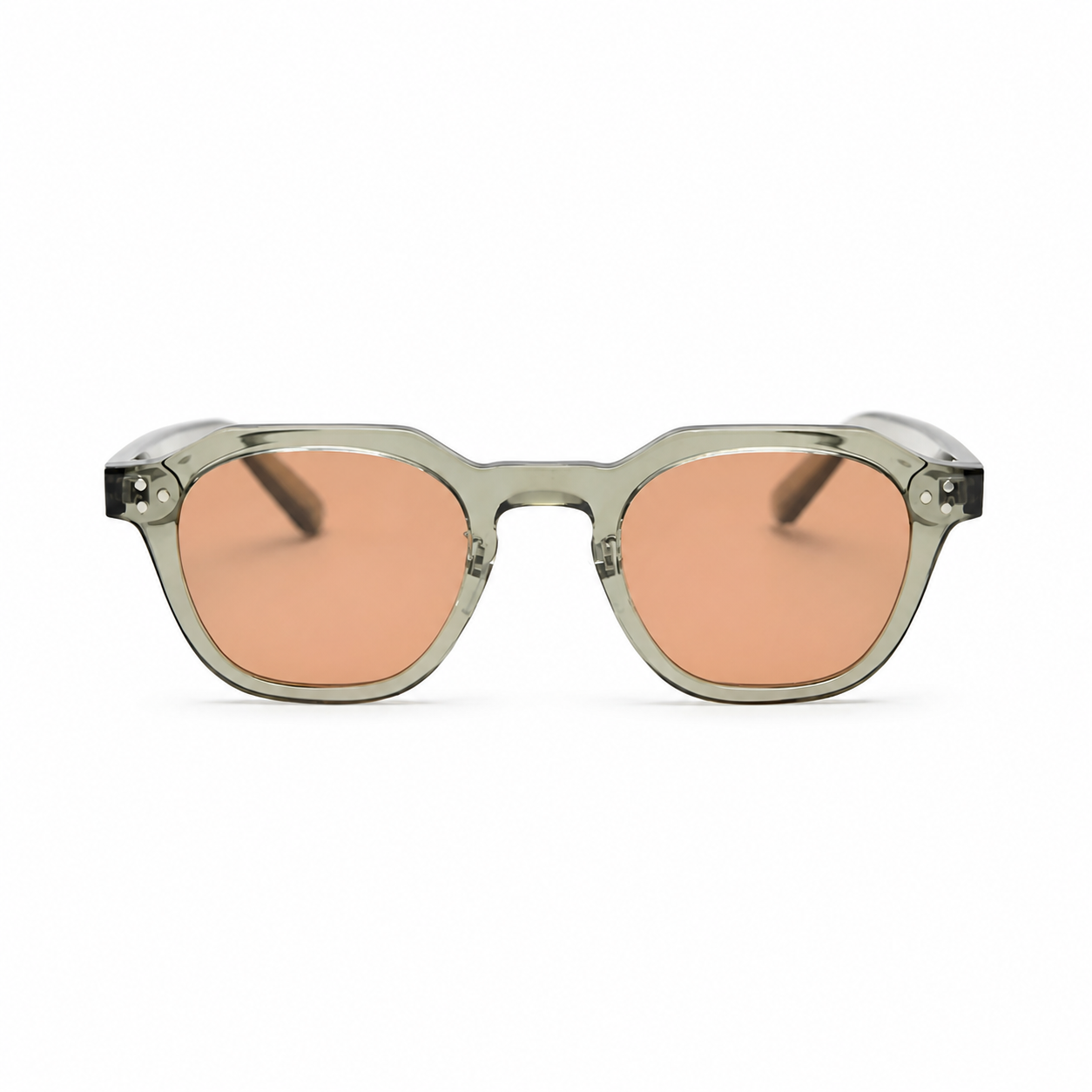 VALENCIA green frame copper lens sunglasses front view